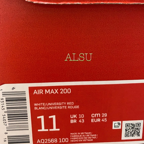 Nike Air Max 200 White University Red Men’s Snaker - Picture 10 of 11